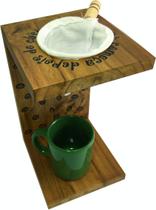 Coador café mini madeira caneca verde 22x13,5x12 - Li Decor