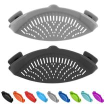 Coador de alimentos de cozinha Clip-on Qiunizadila Silicone Cinza e Preto