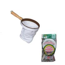 Coador De Café Filtro De Pano Malha Cabo De Madeira Pequeno