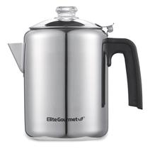 Coador de café para fogão Elite Gourmet EC008X de vidro de 8 xícaras Coador de café para fogão Elite Gourmet EC008X de vidro de 8 xícaras