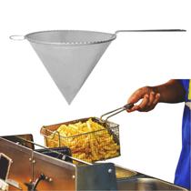 Coador de Oleo Metal N.16 Cone - Peneira Fina Cônica Cone Chinoy Para Coar Óleo Fritura Chá Suco Caldo de Cana - PANAMI