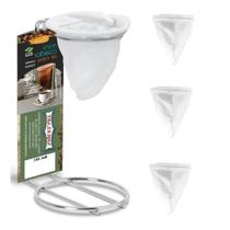 Coador Mini Para Café Chá Com Coador De Pano + 3 Refil