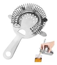 Coador Strainer De Gelo Profissional Aço Inox 4 Apoios 15cm Coqueteleira Drinks Coquetéis Barman Bebidas Filtro Peneira