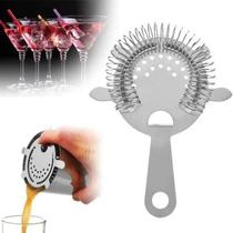 Coador Strainer De Gelo Profissional Aço Inox 4 Apoios Garras 15cm Coqueteleira Drinks Barman Bebidas Casa Filtro