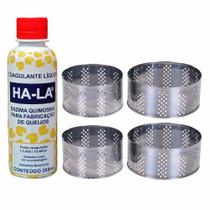 Coalho Ha-la 200ml + 4 Formas De Inox 500g E 1kg (2 De Cada)