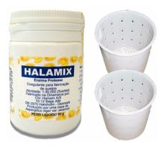 Coalho Halamix Pó 50g Fabricação De Queijos + 2 Formas 500g