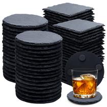 Coasters Cymuber Slate Drink, 72 unidades, copo de pedra preta de 10 cm Coasters Cymuber Slate Drink, 72 unidades, copo de pedra preta de 10 cm