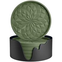 Coasters ME.FAN de silicone com suporte pacote com 6 verde oliva
