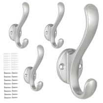 Coat Hooks PEOIAOY Wall Mount Heavy Duty Retro, pacote com 4 unidades, prata