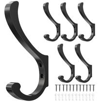 Coat Hooks Wall Mount Heavy Duty, 13,6 kg, alumínio, pacote com 6