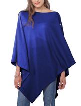Coat Miss Shorthair Shawl Wrap Poncho azul 100 cm de comprimento Coat Miss Shorthair Shawl Wrap Poncho azul 100 cm de comprimento