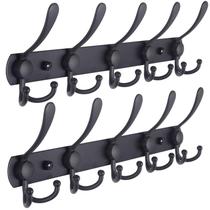 Coat Rack Deap, montado na parede, 5 ganchos em aço inoxidável, pacote com 2