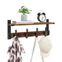 Coat Rack Homode para montagem na parede com prateleira e 4 ganchos de metal