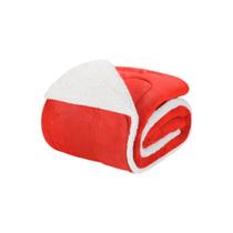Coberdrom 1 Peça Queen Fleece Com Sherpa Noruega Vermelho - Tô Decorando