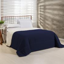 Coberdrom 1 Peça Queen Percal 200 Fios Com Sherpa Flupy 100% Poliéster - Marinho