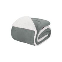 Coberdrom 1 Peça Solteiro Fleece Com Sherpa Noruega 100% Poliéster - Cinza