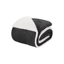 Coberdrom 1 Peça Solteiro Fleece Com Sherpa Noruega 100% Poliéster - Preto