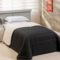 Coberdrom 1 Peça Solteiro Percal 200 Fios Com Sherpa Flupy 100% Poliéster - Preto Coberdrom 1 Peça Solteiro Percal 200 Fios Com Sherpa Flupy 100% Poliéster - Preto