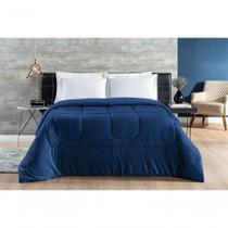 Coberdrom 100% Algodão Malha Com Manta Microfibra Queen 01 Peça - Marinho