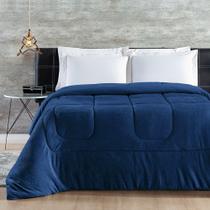 Coberdrom 100% Algodão Malha Com Manta Microfibra Queen 01 Peça - Marinho