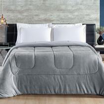 Coberdrom Allure Queen Dupla Face Manta Plush + Malha 1 Peça - Cinza