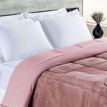 Coberdrom Allure Queen Dupla Face Manta Plush + Malha 1 Peça - Rosê