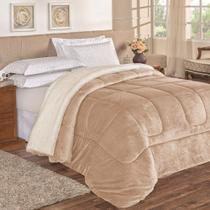 Coberdrom Apollo Solteiro Sherpa Manta Flannel Toque Lã De Carneiro 1 Peça - Cáqui