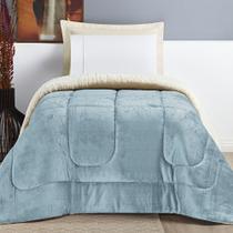 Coberdrom Apollo Solteiro Sherpa Manta Flannel Toque Lã de Carneiro - Azul Quartzo