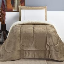 Coberdrom Apollo Solteiro Sherpa Manta Flannel Toque Lã de Carneiro - Bege