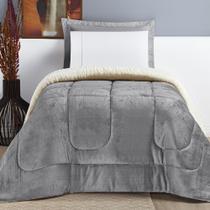 Coberdrom Apollo Solteiro Sherpa Manta Flannel Toque Lã de Carneiro - Cinza Coberdrom Apollo Solteiro Sherpa Manta Flannel Toque Lã de Carneiro - Cinza