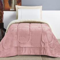 Coberdrom Apollo Solteiro Sherpa Manta Flannel Toque Lã de Carneiro - Rosa