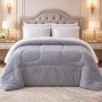 Coberdrom Casal Queen 2,20m x 2,40m Edredom Com Sherpa Pele de Carneiro Dupla Face Alta Qualidade