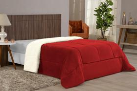 Coberdrom Casal Queen Confortável Com Manta Sherpa Vermelho