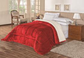 Coberdrom Casal Queen Dupla Face Sherpa e Manta vermelho