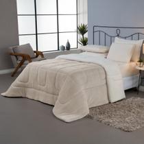 Coberdrom Cobertor Dupla Face 1 Peça Casal Manta Soft e Sherpa de Carneiro