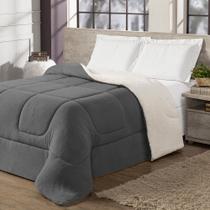 Coberdrom Cobertor Dupla Face KING - Sherpa Manta Pele de Carneiro Toque Macio Aveludado - CINZA