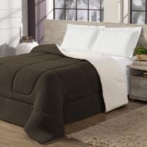 Coberdrom Cobertor Dupla Face KING - Sherpa Manta Pele de Carneiro Toque Macio Aveludado - MARROM