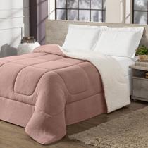 Coberdrom Cobertor Dupla Face KING - Sherpa Manta Pele de Carneiro Toque Macio e Aveludado - ROSA