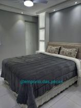 Coberdrom de Sherpa Pele de Carneiro Queen Cinza Coberdrom de Sherpa Pele de Carneiro Queen Cinza