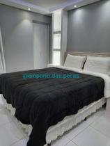 Coberdrom de Sherpa Pele de Carneiro Queen Preto Coberdrom de Sherpa Pele de Carneiro Queen Preto