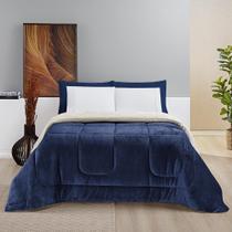 Coberdrom Diamond Casal King Sherpa Com Manta Flannel 01 Peça - Azul Marinho - 100% Poliéster Coberdrom Diamond Casal King Sherpa Com Manta Flannel 01 Peça - Azul Marinho - 100% Poliéster