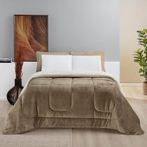 Coberdrom Diamond Casal King Sherpa Com Manta Flannel 01 Peça - Cáqui Bege - 100% Poliéster Coberdrom Diamond Casal King Sherpa Com Manta Flannel 01 Peça - Cáqui Bege - 100% Poliéster