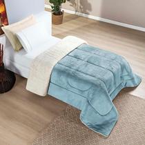 Coberdrom Diamond Solteiro Sherpa Com Manta Flannel 01 Peça Azul Quartzo 100% Poliéster Coberdrom Diamond Solteiro Sherpa Com Manta Flannel 01 Peça Azul Quartzo 100% Poliéster