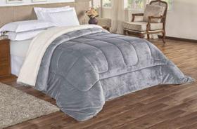 Coberdrom dupla face Casa Padrão sherpa com mantinha Cinza Coberdrom dupla face Casa Padrão sherpa com mantinha Cinza