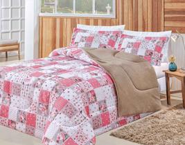 Coberdrom Dupla Face Estampado Rosê para Casal Queen 01 Peça - Bordados Ricardo