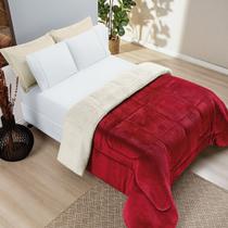 Coberdrom Dupla Face Sherpa e Manta Soft Casal - Vermelho