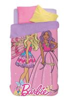 Coberdrom Dupla Face Solteiro Barbie Reinos Magicos Rosa - Lepper