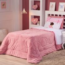 Coberdrom Edredom Infantil Menina Bailarina Rosê Solteiro 02 Peças Cobertor Dupla Face Manta Microfibra
