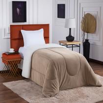 Coberdrom Edredom Pele De Carneiro Solteiro Sherpa Dupla Face Terracota Extra Macio