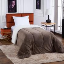 Coberdrom Edredom Pele De Carneiro Solteiro Sherpa Dupla Face Terracota Extra Macio